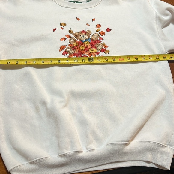 Hunt Club Fall Novelty Embroidered‎ Leaves Bear Crewneck Sweatshirt Size Medium - Picture 10 of 12